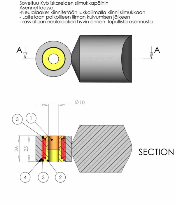 Kyb shock absorber o-ring bushing - Needle bearing version, VT13176 - Image 4